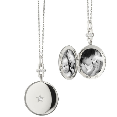 Twinkle Star Sterling Silver Sapphire Locket Necklace