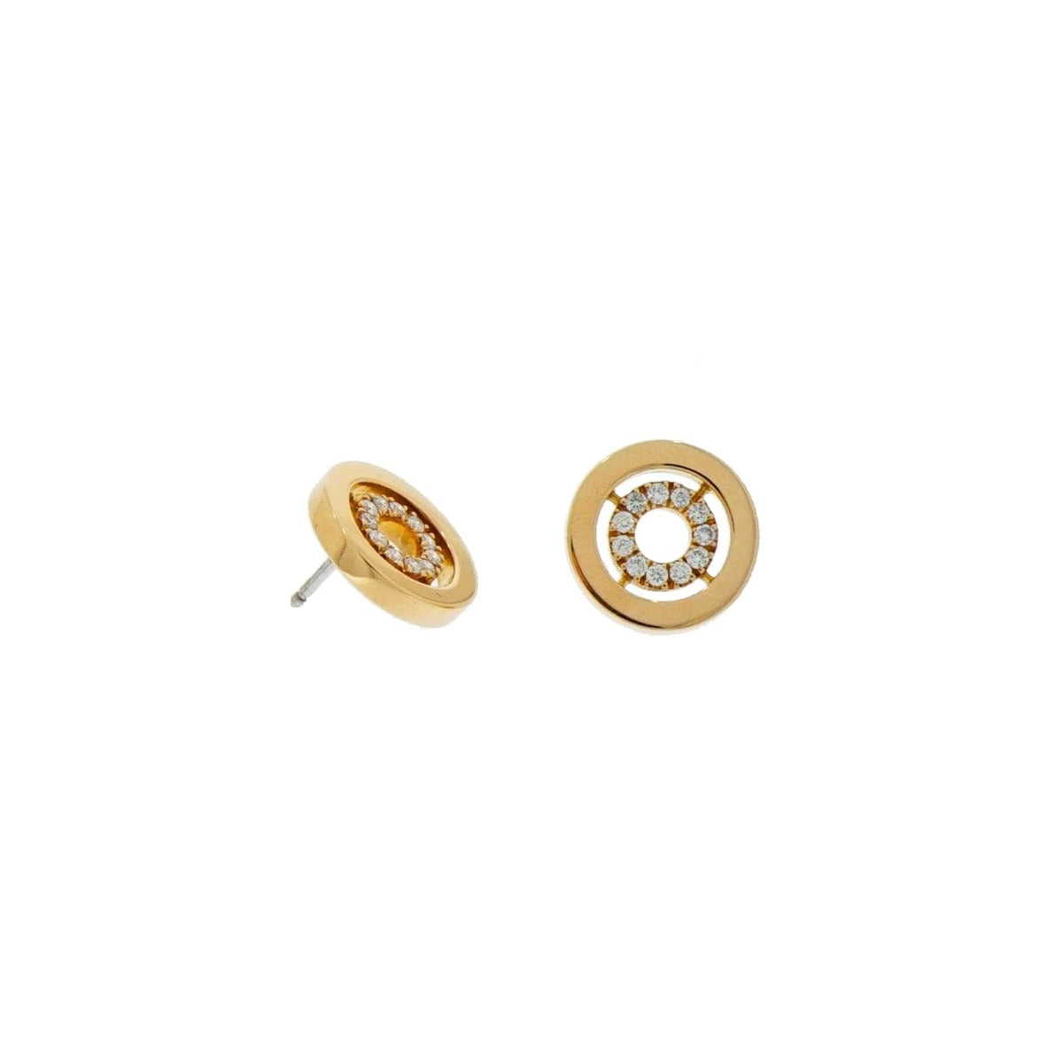 New Italian Art Jewelry - New Italian Art Diamond Circles 18K Rose Gold Stud Earrings | Manfredi Jewels
