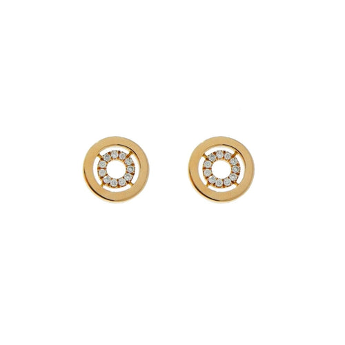 New Italian Art Jewelry - Diamond Circles 18K Rose Gold Stud Earrings | Manfredi Jewels