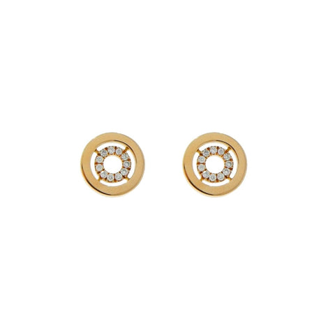 New Italian Art Diamond Circles 18K Rose Gold Stud Earrings