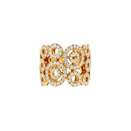 New Italian Art Jewelry - Diamond Round Circles 18K Rose Gold Ring | Manfredi Jewels