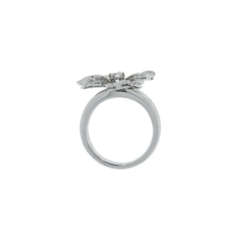 New Italian Art Jewelry - Five Petals Diamond Flower 18K White Gold Ring | Manfredi Jewels