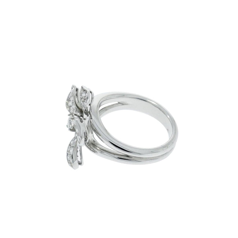 New Italian Art Jewelry - Five Petals Diamond Flower 18K White Gold Ring | Manfredi Jewels