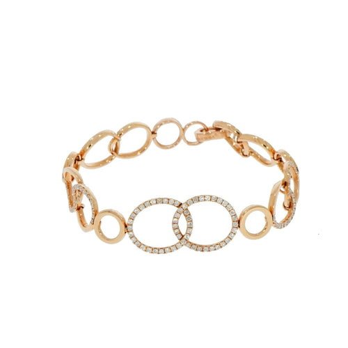 New Italian Art Jewelry - Interlocking Oval/Round 18K Rose Gold Bracelet | Manfredi Jewels