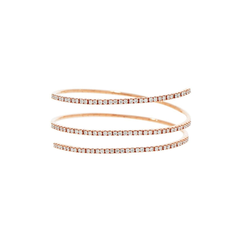 New Italian Art Jewelry - Long 3 Loop Expandable Diamond 18K Rose Gold Bracelet | Manfredi Jewels