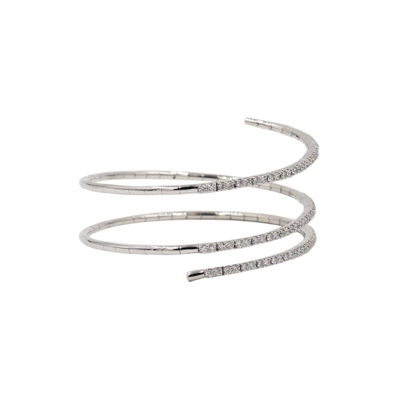 New Italian Art Jewelry - Long 3 Loop Expandable Diamond 18K White Gold Bracelet | Manfredi Jewels