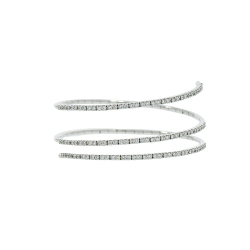 New Italian Art Jewelry - Long 3 Loop Expandable Diamond 18K White Gold Bracelet | Manfredi Jewels