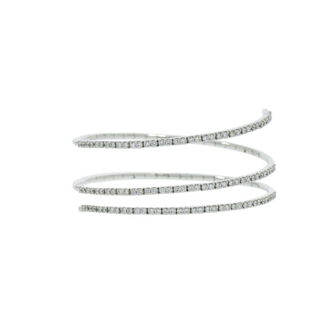 Long 3 Loop Expandable Diamond 18K White Gold Bracelet