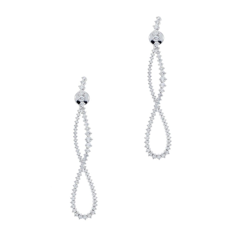 New Italian Art Jewelry - Long Twisted Diamond 18K White Gold Earring | Manfredi Jewels