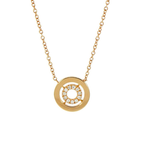 Small Diamond Circle 18K Rose Gold Necklace