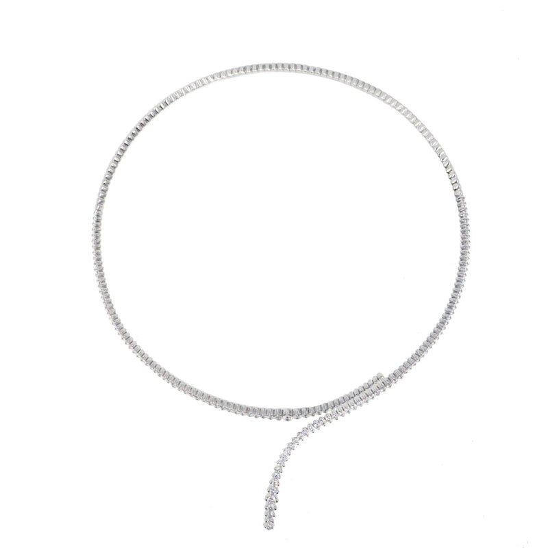New Italian Art Jewelry - Swirl Diamond 18K White Gold Necklace | Manfredi Jewels