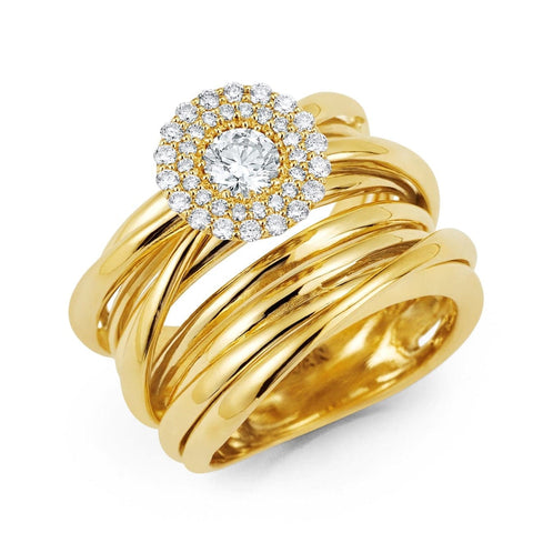 18K Yellow Gold Diamond Cluster Ring