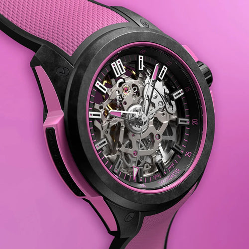 Norqain New Watches - INDEPENDENCE WILD ONE SKELETON - 42MM HYPER PINK | Manfredi Jewels