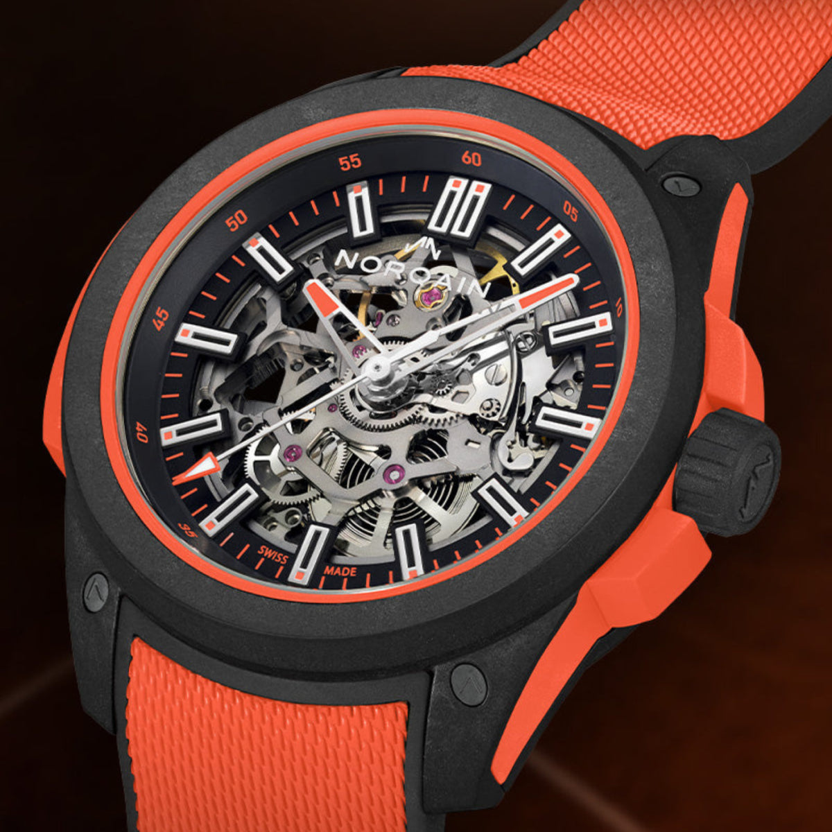 NORQAIN New Watches - INDEPENDENCE WILD ONE SKELETON - CORAL RED | Manfredi Jewels
