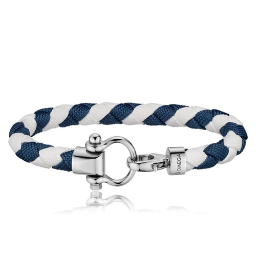 OMEGA Accessories - SAILING BRACELET WHITE AND DARK BLUE BRAIDED NYLON | Manfredi Jewels