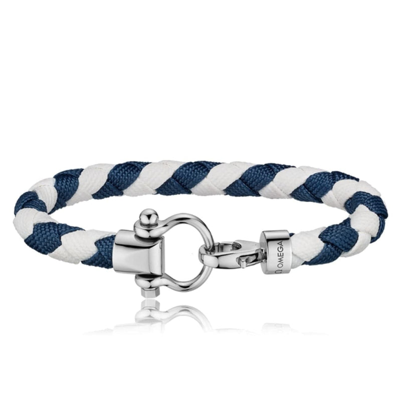 OMEGA Accessories - SAILING BRACELET WHITE AND DARK BLUE BRAIDED NYLON | Manfredi Jewels