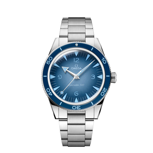 OMEGA New Watches - SEAMASTER 300 CO‑AXIAL MASTER CHRONOMETER SUMMER BLUE | Manfredi Jewels