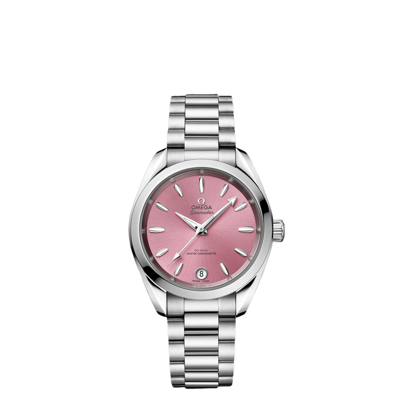 OMEGA New Watches - SEAMASTER AQUA TERRA SHADES CO‑AXIAL MASTER CHRONOMETER SHELL PINK | Manfredi Jewels