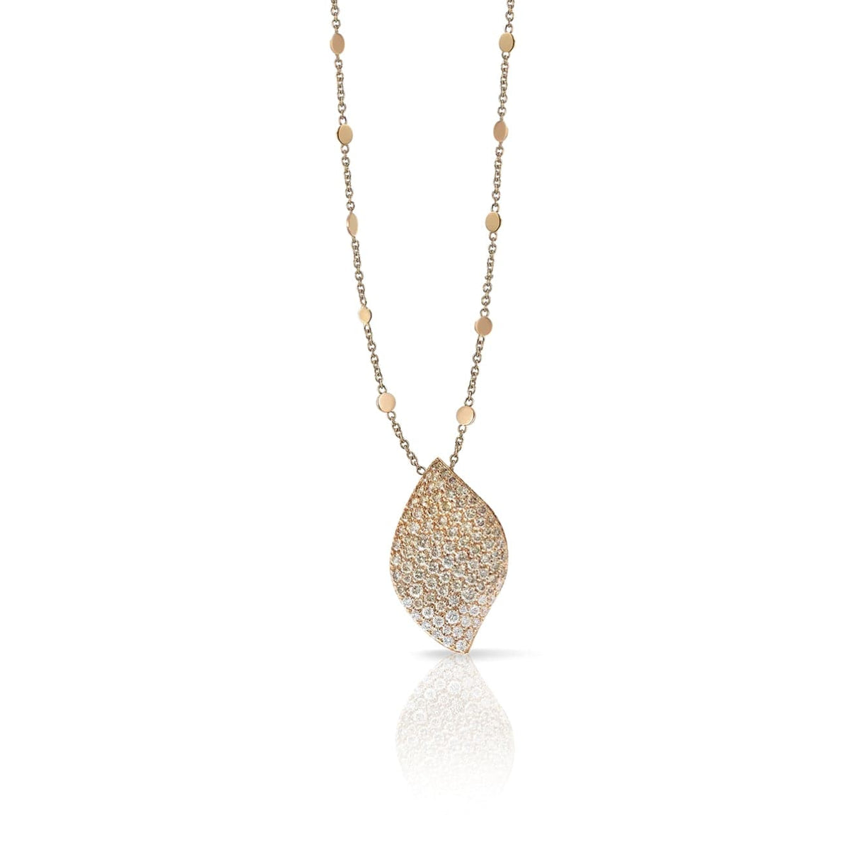 Pasquale Bruni Jewelry - Aleluiá 18k Rose Gold Pavé White Champagne Diamond Leaf Necklace | Manfredi Jewels