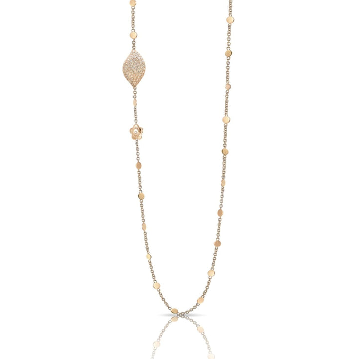 Pasquale Bruni Jewelry - Aleluia Sautoir 18k Rose Gold Leaf Diamond Station Necklace | Manfredi Jewels