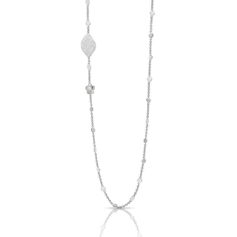 Pasquale Bruni Jewelry - Aleluia Sautoir 18k White Gold Leaf Diamond Station Diamond Necklace | Manfredi Jewels