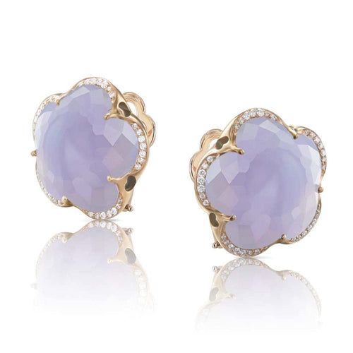 Pasquale Bruni Jewelry - Bon Ton 18K Rose Gold Blue Chalcedony Diamond Earrings | Manfredi Jewels