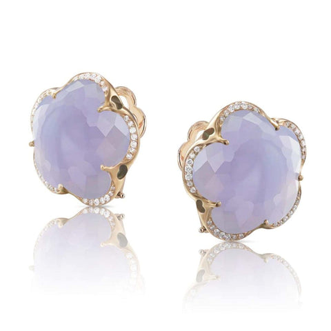 Bon Ton 18K Rose Gold Blue Chalcedony Diamond Earrings