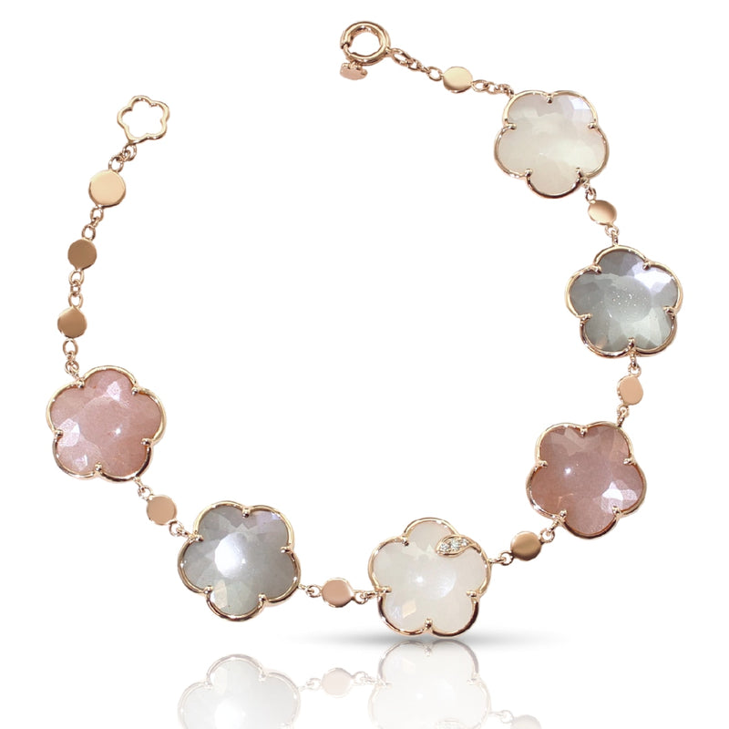 Pasquale Bruni Jewelry - Bouquet Lunaire 18K Rose Gold Moonstone Diamond Bracelet | Manfredi Jewels