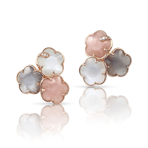 Bouquet Lunaire 18K Rose Gold Moonstone Diamond Earrings