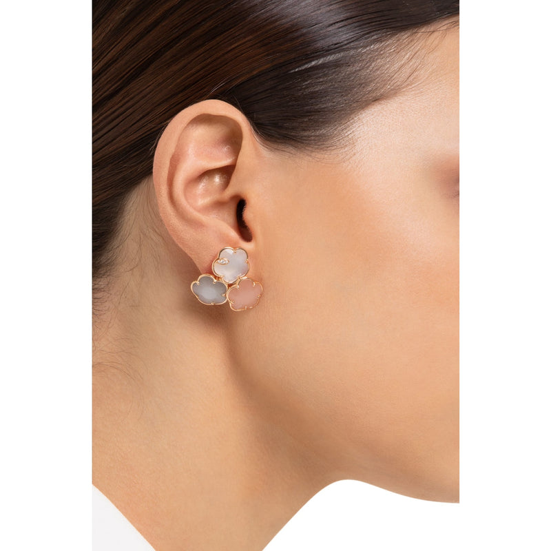 Pasquale Bruni Jewelry - Bouquet Lunaire 18K Rose Gold Moonstone Diamond Earrings | Manfredi Jewels
