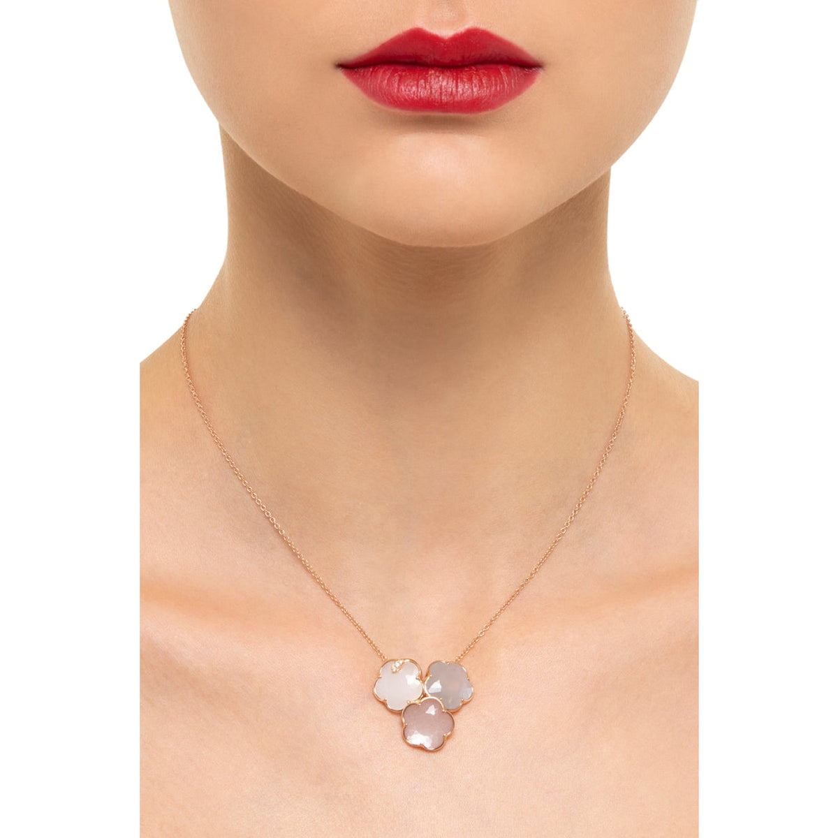 Pasquale Bruni Jewelry - Bouquet Lunaire 18K Rose Gold Grey White & Pink Moonstone Diamond Necklace | Manfredi Jewels