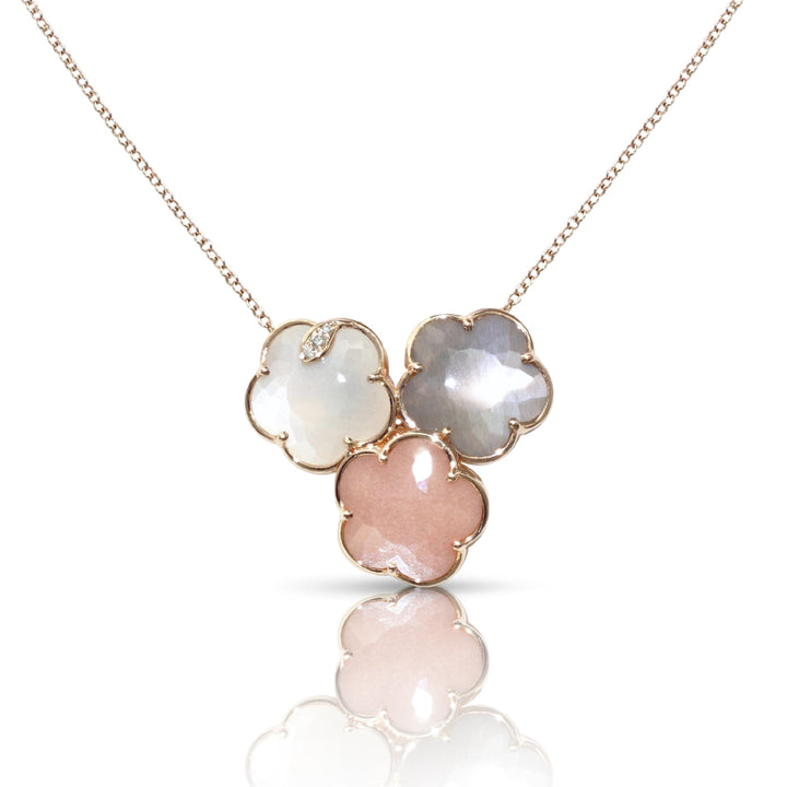 Pasquale Bruni Jewelry - Bouquet Lunaire 18K Rose Gold Grey White & Pink Moonstone Diamond Necklace | Manfredi Jewels