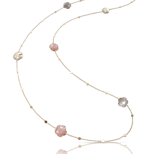 Pasquale Bruni Jewelry - Bouquet Lunaire Sautoir 18K Rose Gold Moonstone Diamond Long Necklace | Manfredi Jewels