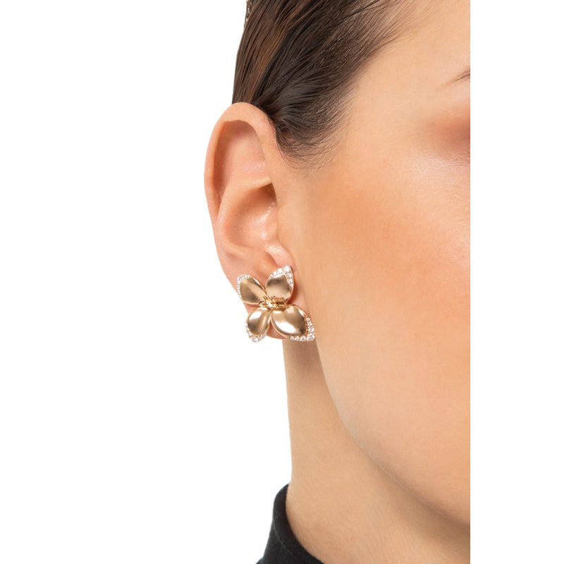 Pasquale Bruni Jewelry - Giardini Segreti 18K Rose Gold Diamond Small Flower Earrings | Manfredi Jewels
