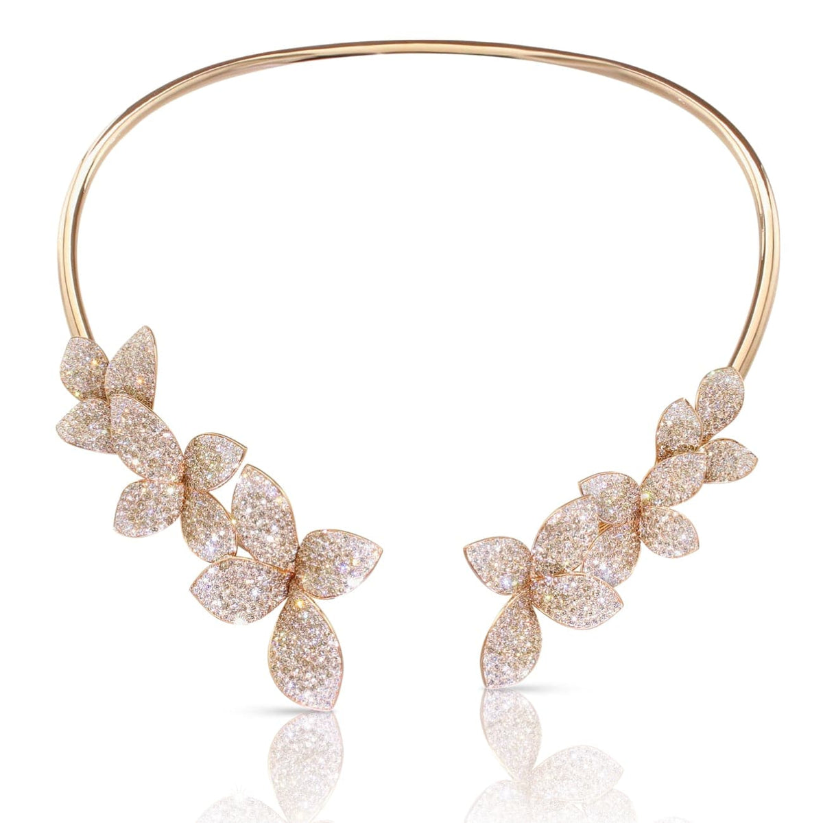 Pasquale Bruni Jewelry - Giardini Segreti 18K Rose Gold Pavé Diamond Collier Necklace | Manfredi Jewels