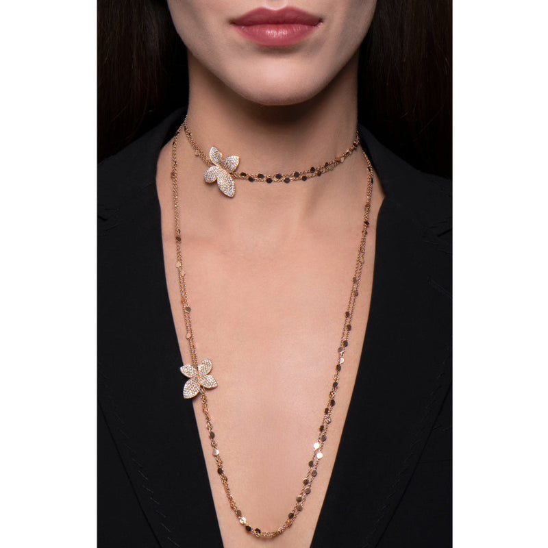 Pasquale Bruni Jewelry - Giardini Segreti 18K Rose Gold Sautoir Flower Diamond Station Necklace | Manfredi Jewels