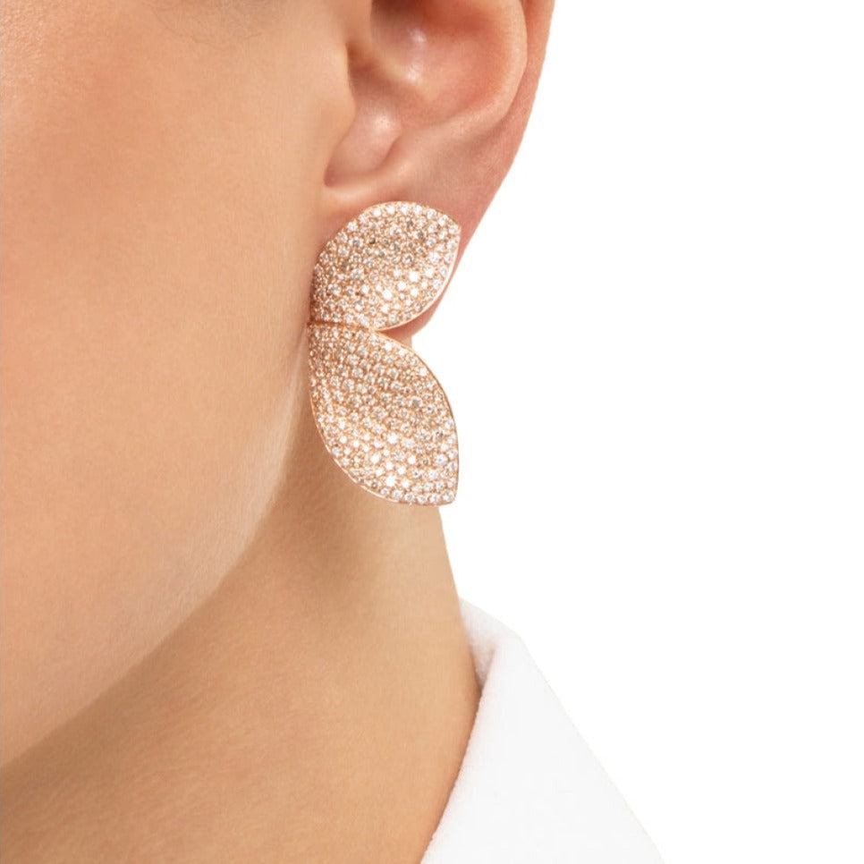 Pasquale Bruni Jewelry - Giardini Segreti 18K Rose & White Gold Pavé White and Champagne Diamond Earrings | Manfredi Jewels