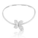 Pasquale Bruni Jewelry - Giardini Segreti 18K White Gold Diamond Pavé Single Flower Collier Necklace | Manfredi Jewels
