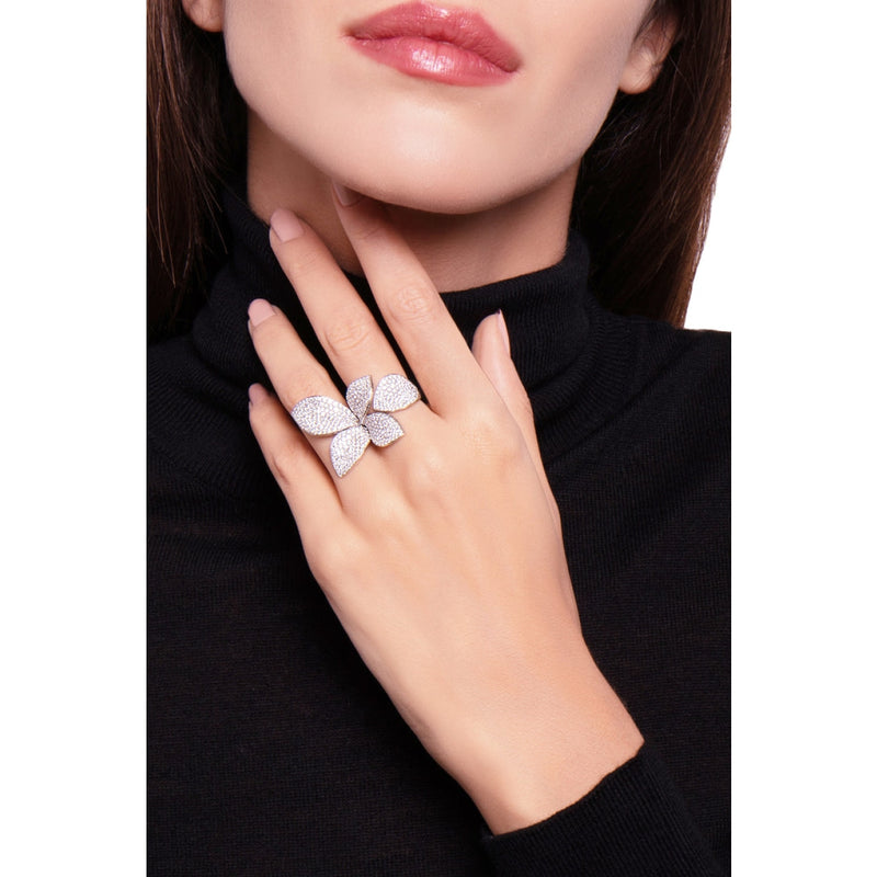 Pasquale Bruni Jewelry - Giardini Segreti 18K White Gold Pavè Diamond Ring | Manfredi Jewels