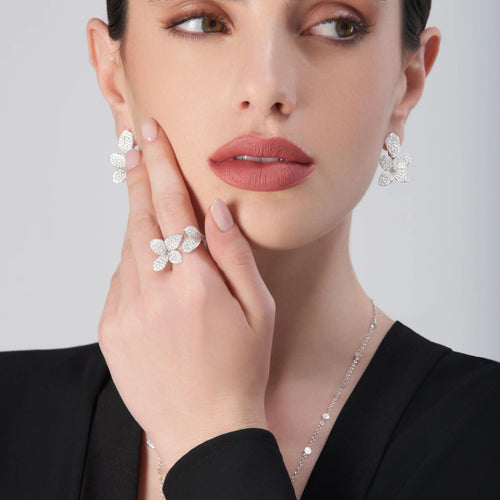 Pasquale Bruni Jewelry - Giardini Segreti 18K White Gold Pavé Diamond Ring | Manfredi Jewels