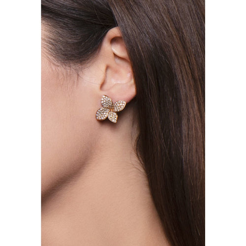 Pasquale Bruni Jewelry - Petit Garden 18K Rose Gold Pavé Diamond Medium Flower Earrings | Manfredi Jewels