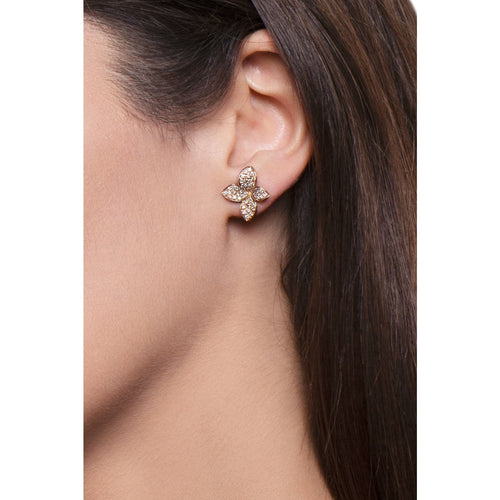 Pasquale Bruni Jewelry - Petit Garden 18K Rose Gold Pavé Diamond Small Flower Earrings | Manfredi Jewels