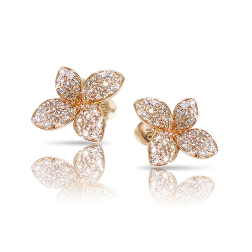 Pasquale Bruni Jewelry - Petit Garden 18K Rose Gold Pavé Diamond Small Flower Earrings | Manfredi Jewels