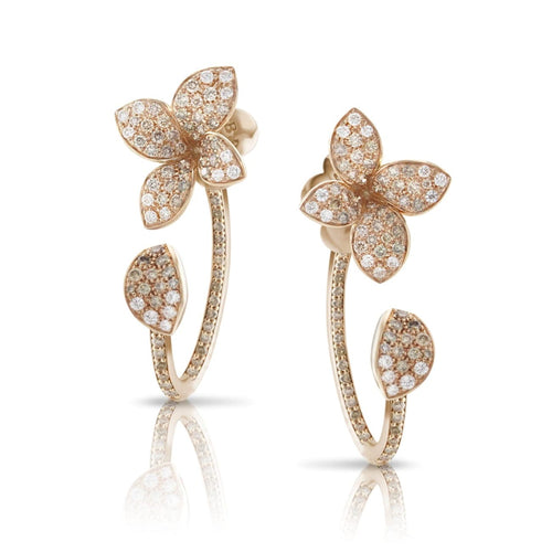 Pasquale Bruni Jewelry - Petit Garden 18K Rose Gold Pavé Diamond Small Flower Pendant Earrings | Manfredi Jewels