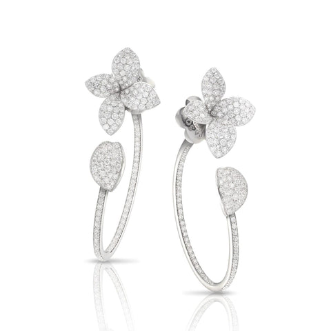 Petit Garden 18K White Gold Pavé Diamond Large Flower Pendant Earrings