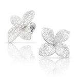 Pasquale Bruni Jewelry - Petit Garden 18K White Gold Pavè Diamond Medium Flower Earrings | Manfredi Jewels