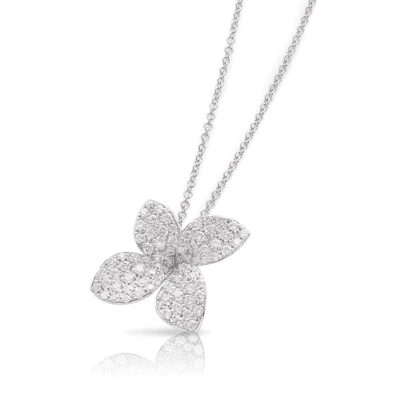 Pasquale Bruni Jewelry - Petit Garden 18K White Gold Pavé Diamond Medium Flower Necklace | Manfredi Jewels
