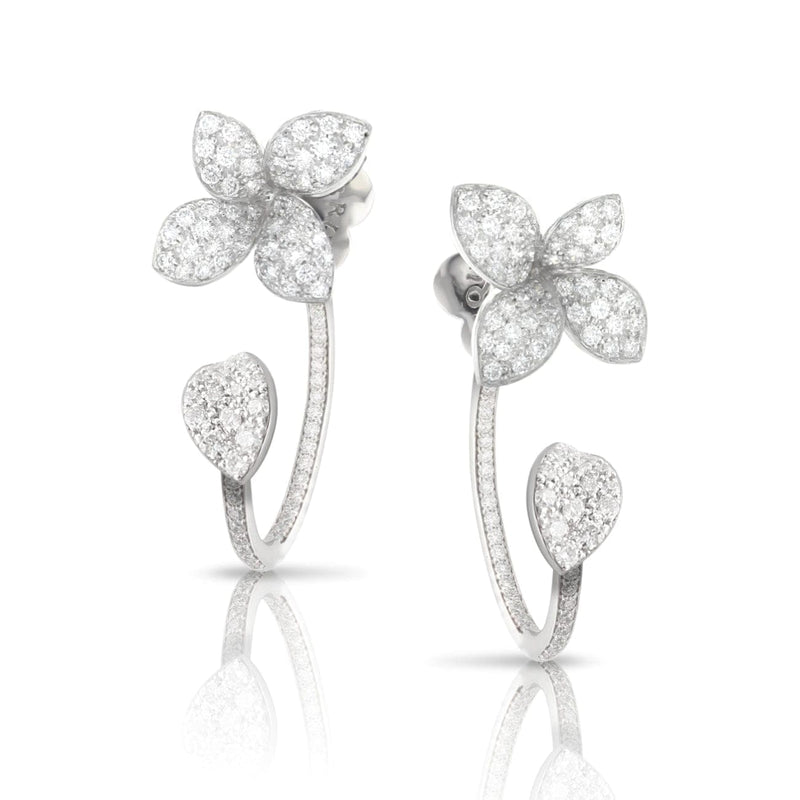 Pasquale Bruni Jewelry - Petit Garden 18K White Gold Pavé Diamond Small Flower Pendant Earrings | Manfredi Jewels