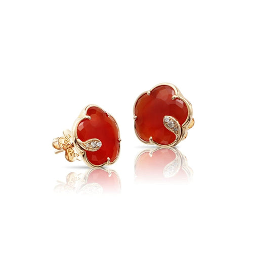 Pasquale Bruni Jewelry - Petit Joli 18K Rose Gold Carnelian Diamond Stud Earrings | Manfredi Jewels