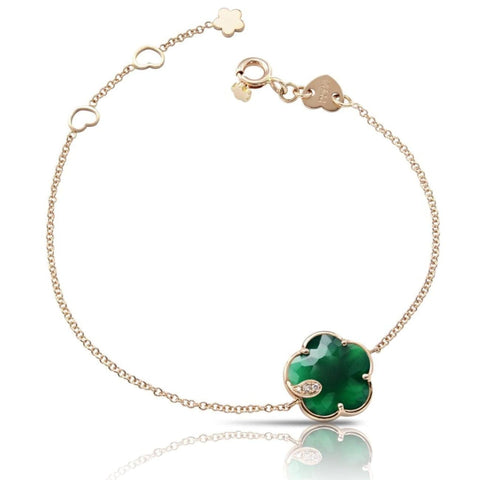 Petit Joli 18K Rose Gold Green Agate Diamond Bracelet